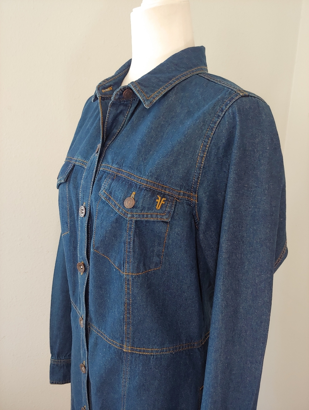 FRYE Blue Denim Button-Front Cotton Dress Women's Medium - Picture 10 of 16